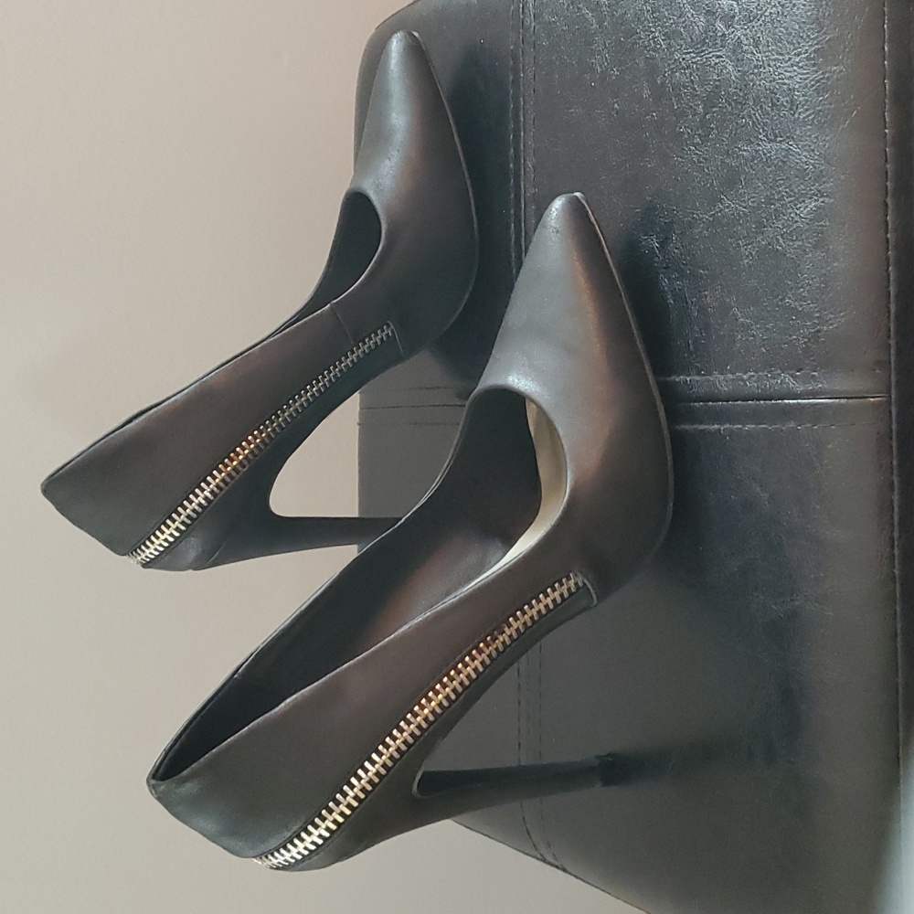 Michael Antonio Black Heels with Zipper Accent